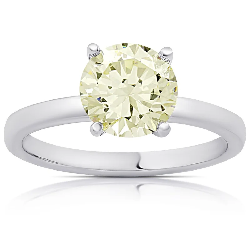 Dolce Giavonna Sterling Silver Simulated Yellow Diamond Solitaire Engagement Ring