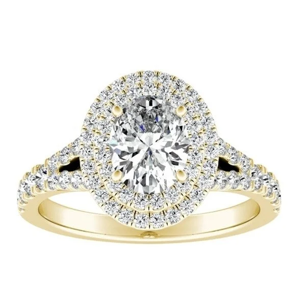 Oval Shape Halo Diamond Engagement Ring 1 1/4ctw 14k Gold by Auriya