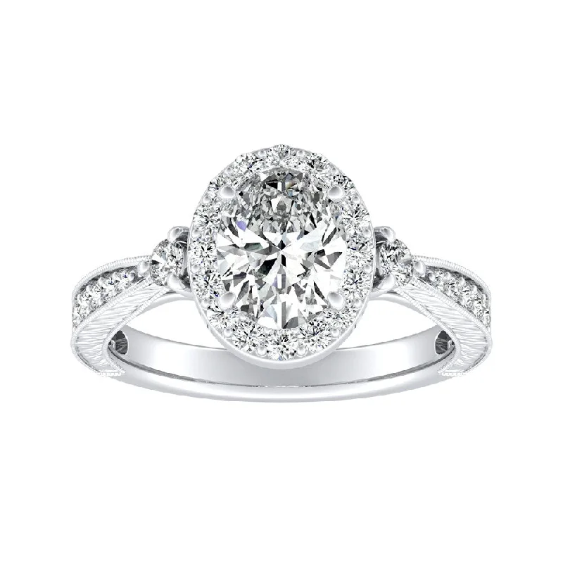 Auriya Platinum Vintage Oval Halo Diamond Engagement Ring 5/8ctw (I-J, I1-I2)