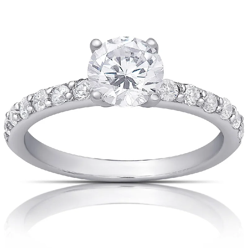 Dolce Giavonna Sterling Silver Cubic Zirconia Classic Engagement Ring