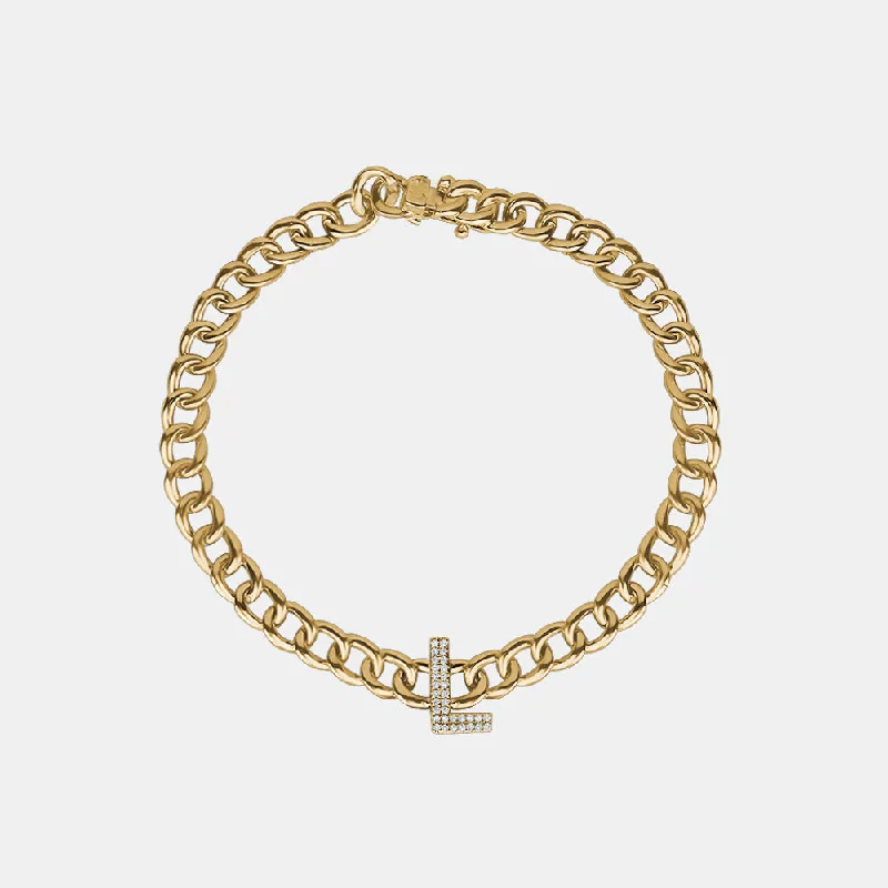 Mini Diamond Initial Link Bracelet