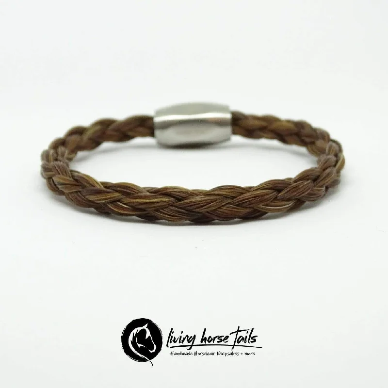 Unisex Mens Stainless Steel Magnetic Clasp Horsehair Braided Bracelet