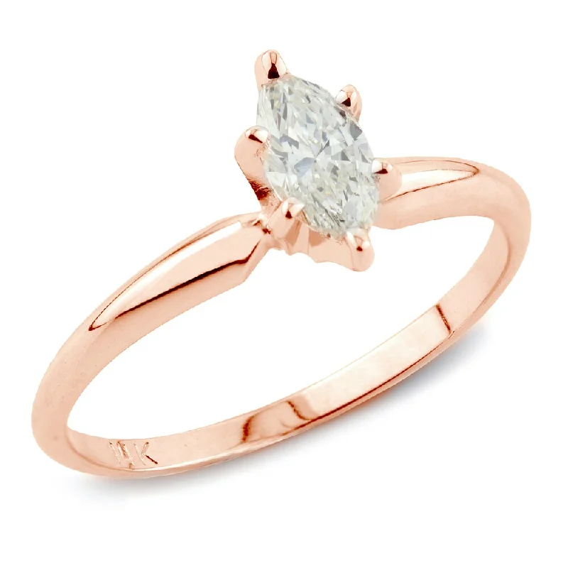 Auriya 1ct TDW Marquise Solitaire Diamond Engagement Ring 14k Rose Gold