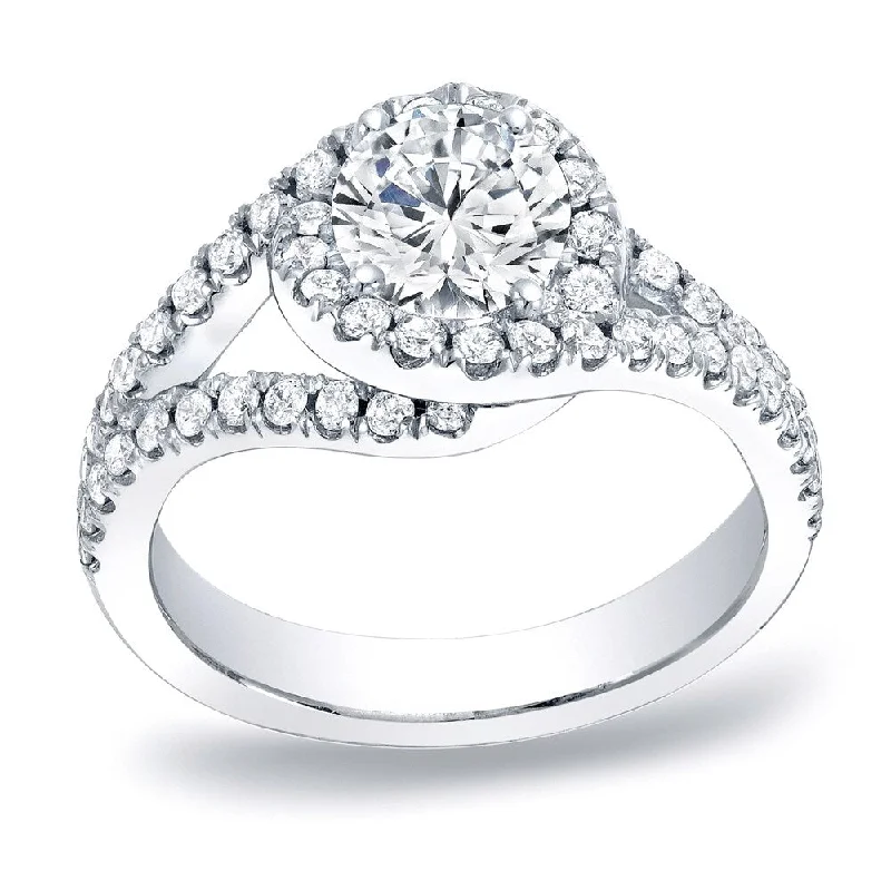 Auriya Platinum 1 1/4ct TDW Round Diamond Halo Engagement Ring (H-I, SI1-SI2)