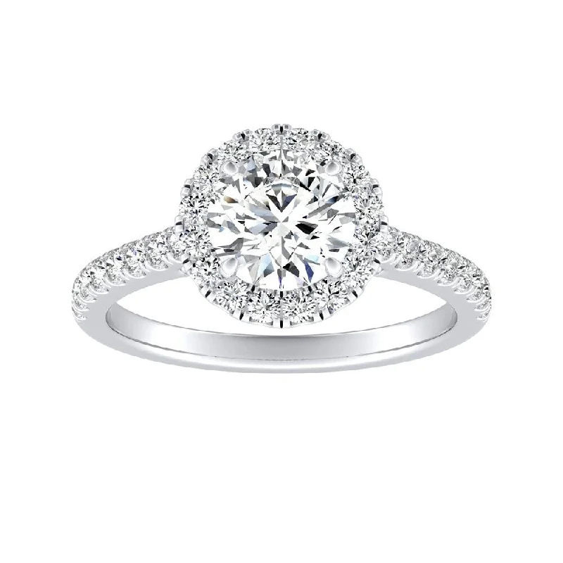 Auriya 14k Gold 1ct Moissanite Halo Diamond Engagement Ring 3/8ctw