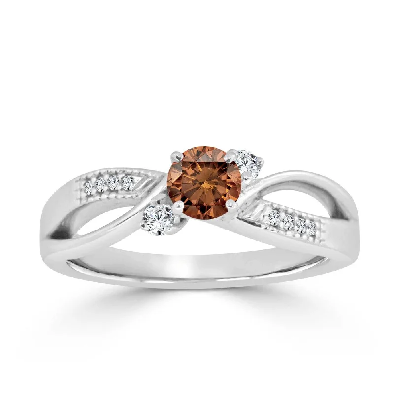 Auriya 1/2ct TDW Round Brown Diamond Engagement Ring 14k Gold