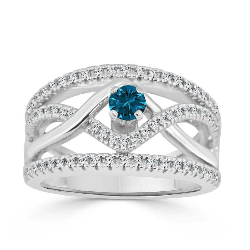 Auriya 2/5ctw Infinity Blue Diamond Engagement Ring 14k Gold