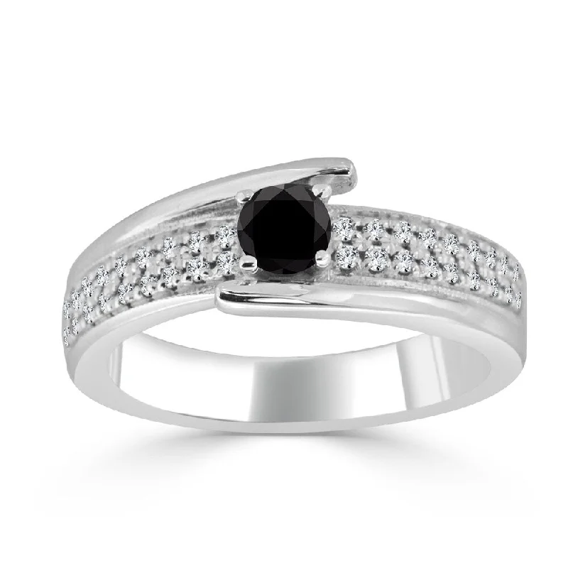 14k Gold 1/2ct TDW Round Black Diamond Engagement Ring by Auriya