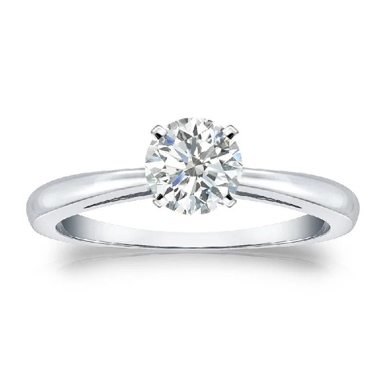 Auriya Platinum 1/2cttw Round Solitaire Diamond Engagement Ring