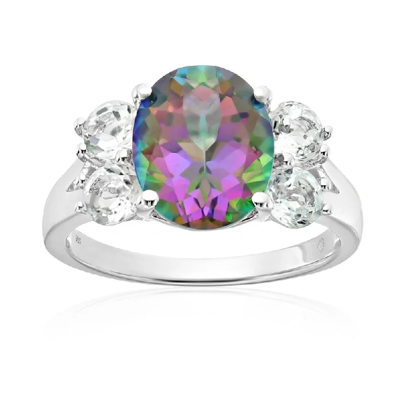 Sterling Silver Mystic Topaz Solitaire Engagement Ring, Size 7 - Green