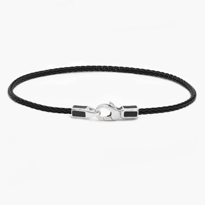 2mm Sailing Cable Bracelet With Sterling Silver Clasp (Black)