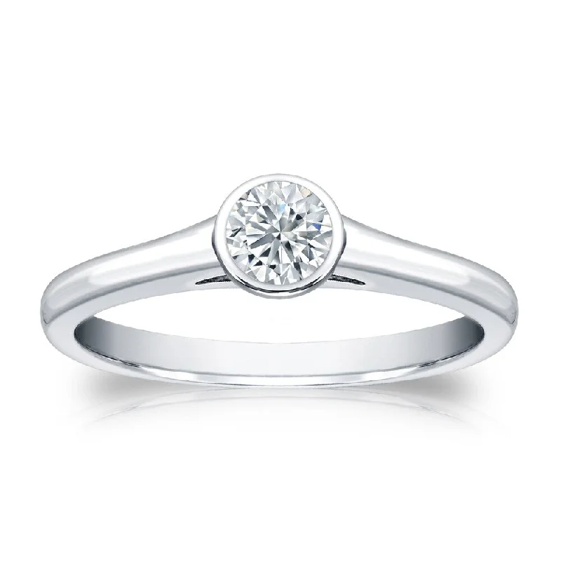 Auriya Platinum 1/3ctw Bezel-set Solitaire Diamond Engagement Ring