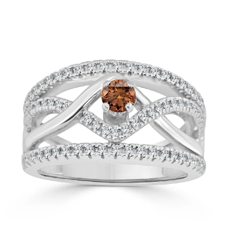 14k Gold Infinity Inspired 2/5ct TDW Brown Diamond Engagement Ring by Auriya