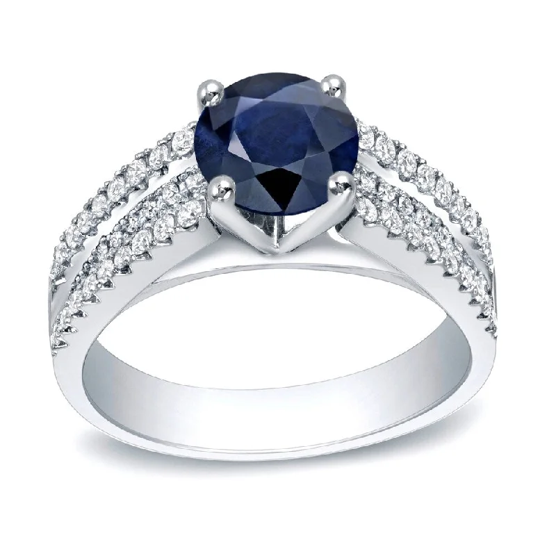 Auriya Modern 1ct Sapphire and 1/2ct TDW Diamond Engagement Ring 14k Gold (H-I, SI1-SI2)