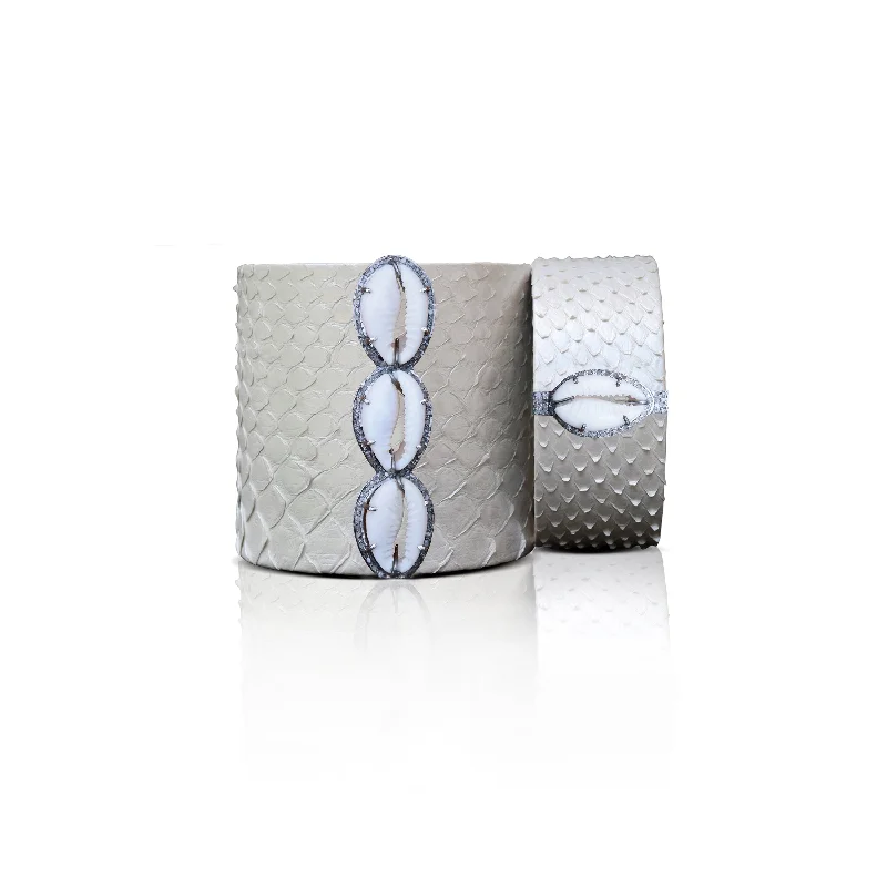 Pearl White Cowrie Python Cuff