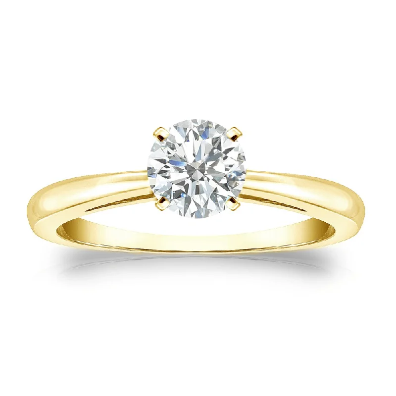 Auriya 18k Gold 1/2ctw Round Solitaire Diamond Engagement Ring