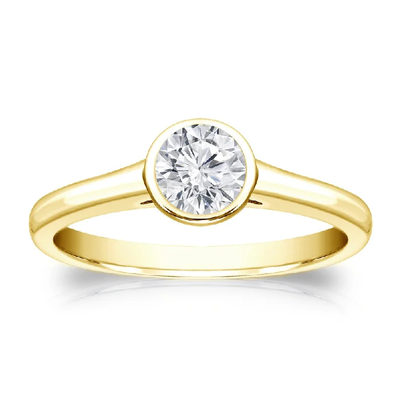 Auriya 14k Gold 1/3 carat TW Bezel-set Solitaire Diamond Engagement Ring (H-I, VS1-VS2)