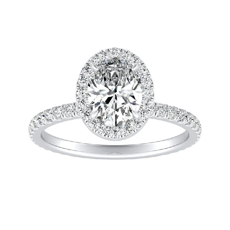 Auriya 14k Gold 1ctw Oval-cut Halo Diamond Engagement Ring (I-J, I1-I2)