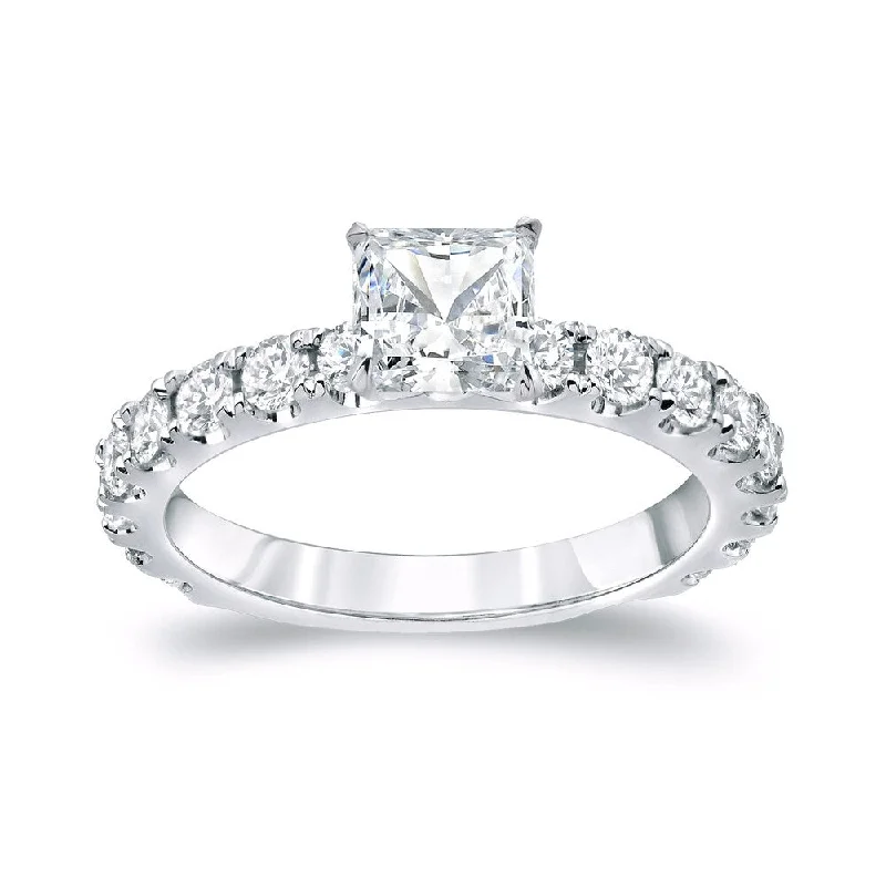 Auriya Classic 1 3/4ctw Princess-Cut Diamond Engagement Ring Platinum Certified