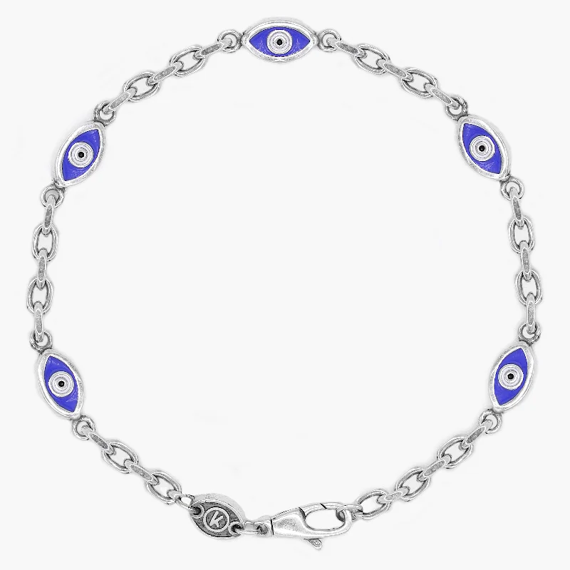 Multi Evil Eye Sterling Silver Chain Bracelet