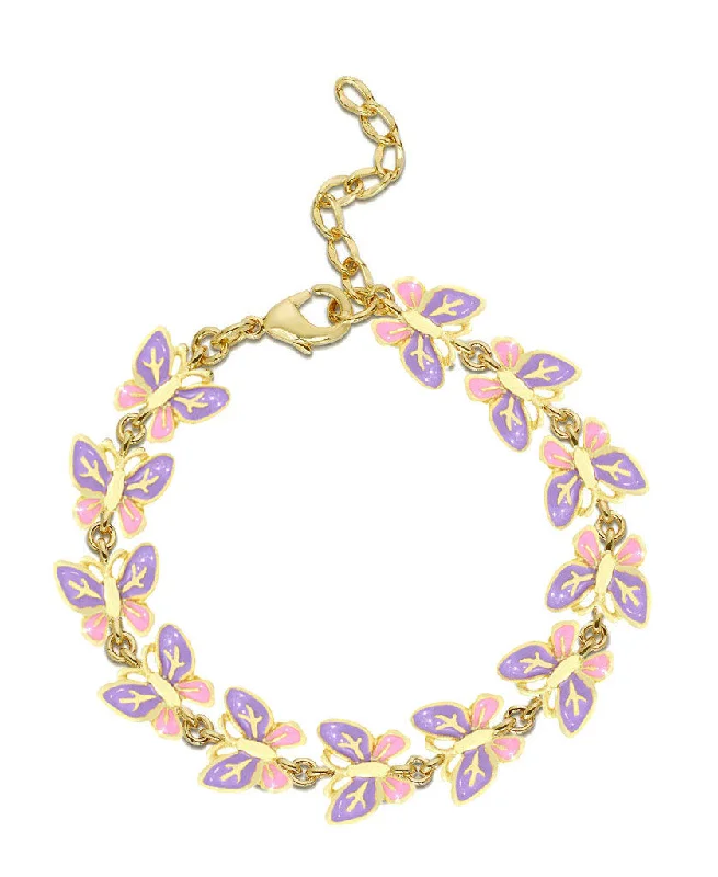 Butterfly Link Bracelet (Pink & Purple)