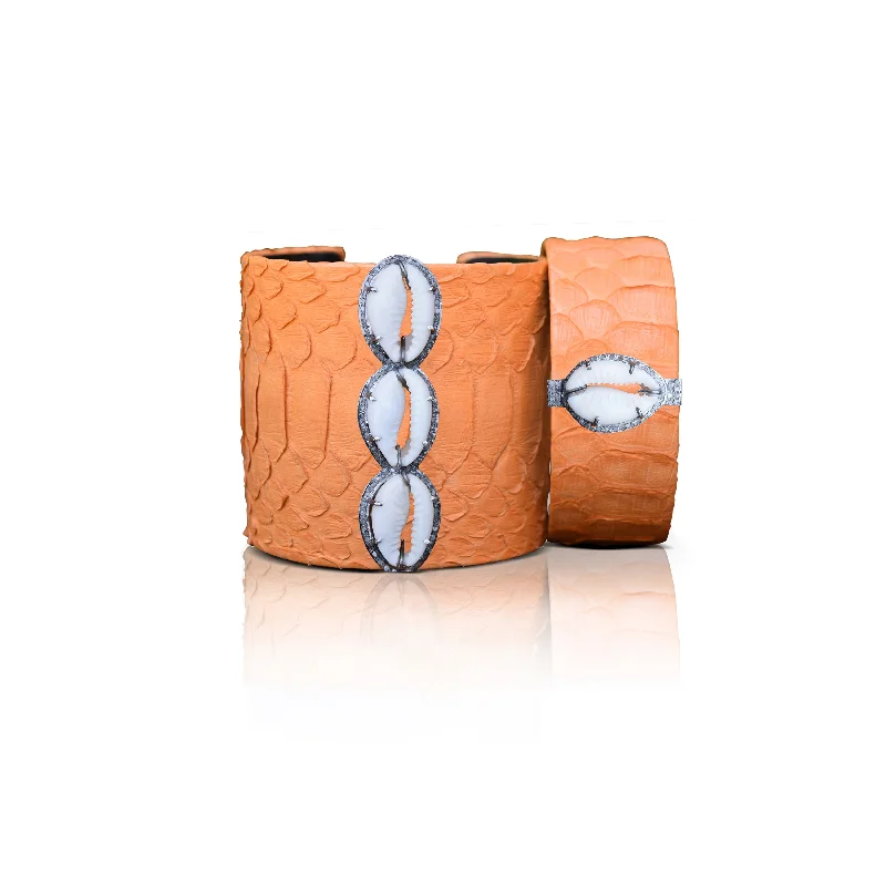 Orange Cowrie Python Cuff