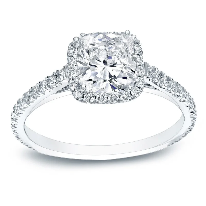 Auriya 14k Gold 1 3/4ctw Cushion-cut Halo Diamond Engagement Ring