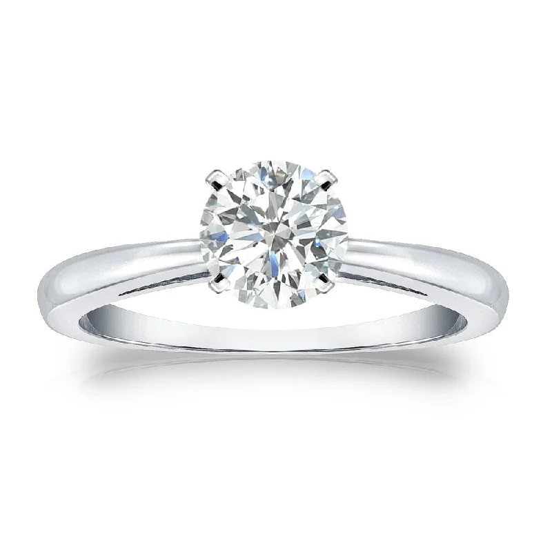 Auriya 3/4ct TDW Round Solitaire Diamond Engagement Ring Platinum