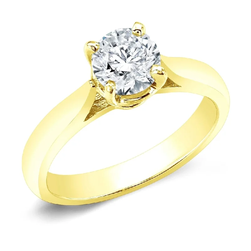 Auriya 14k Gold Brilliant Round 4 carat Moissanite Solitaire Engagement Ring