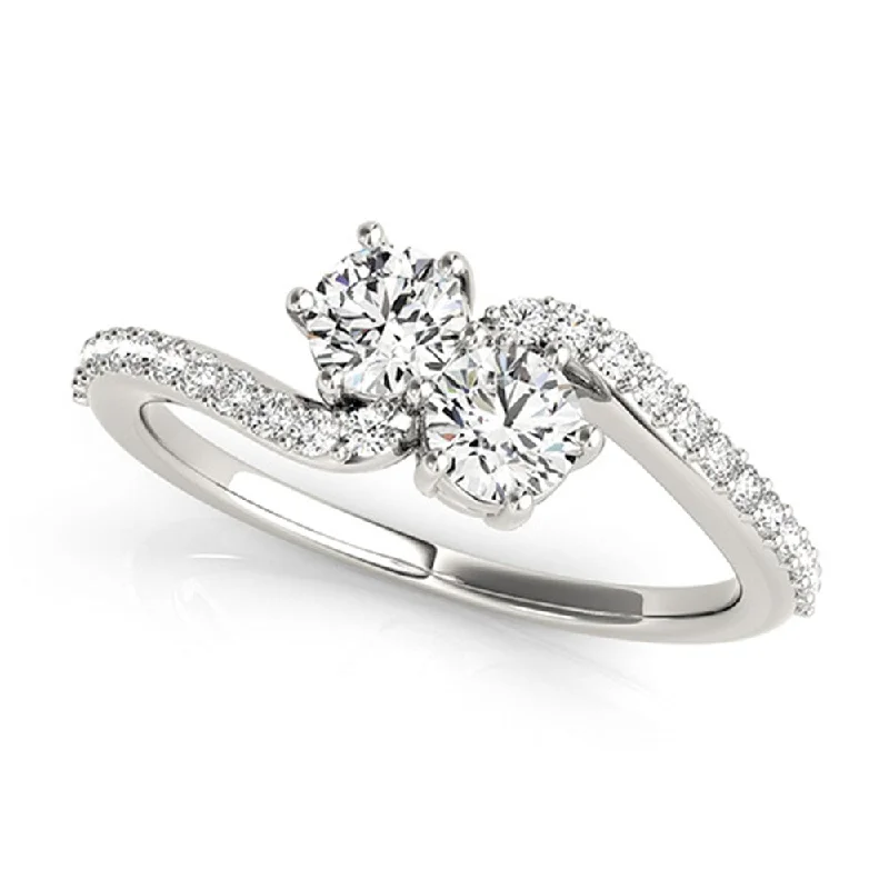 Auriya 14k White Gold 3/4ct TDW Round Two Stone Diamond Engagement Ring