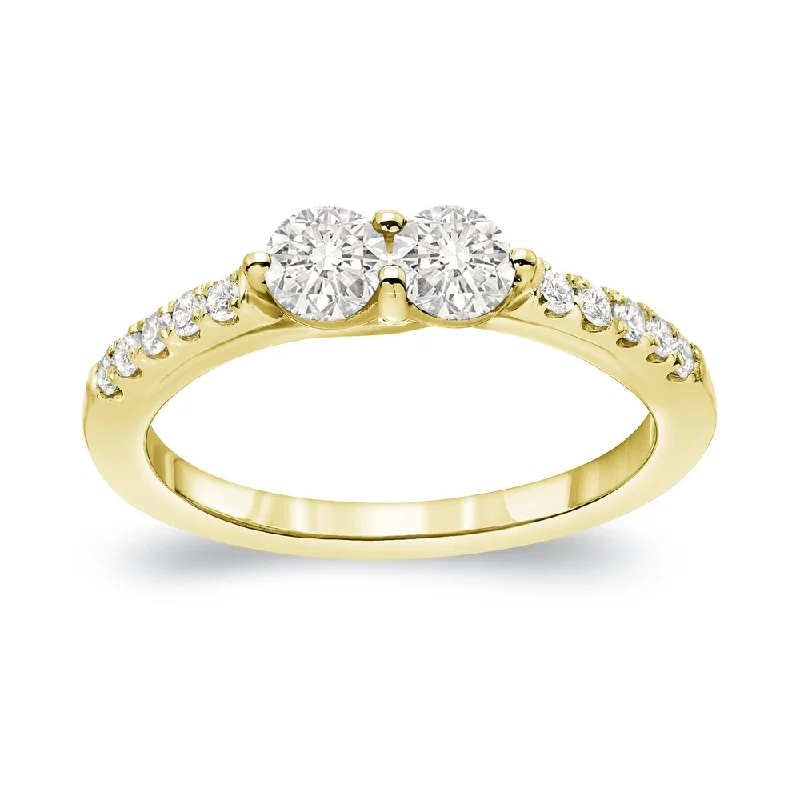 Auriya 14k Gold 1ct TDW Round 2-Stone Diamond Engagement Ring (J-K, I1-I2)