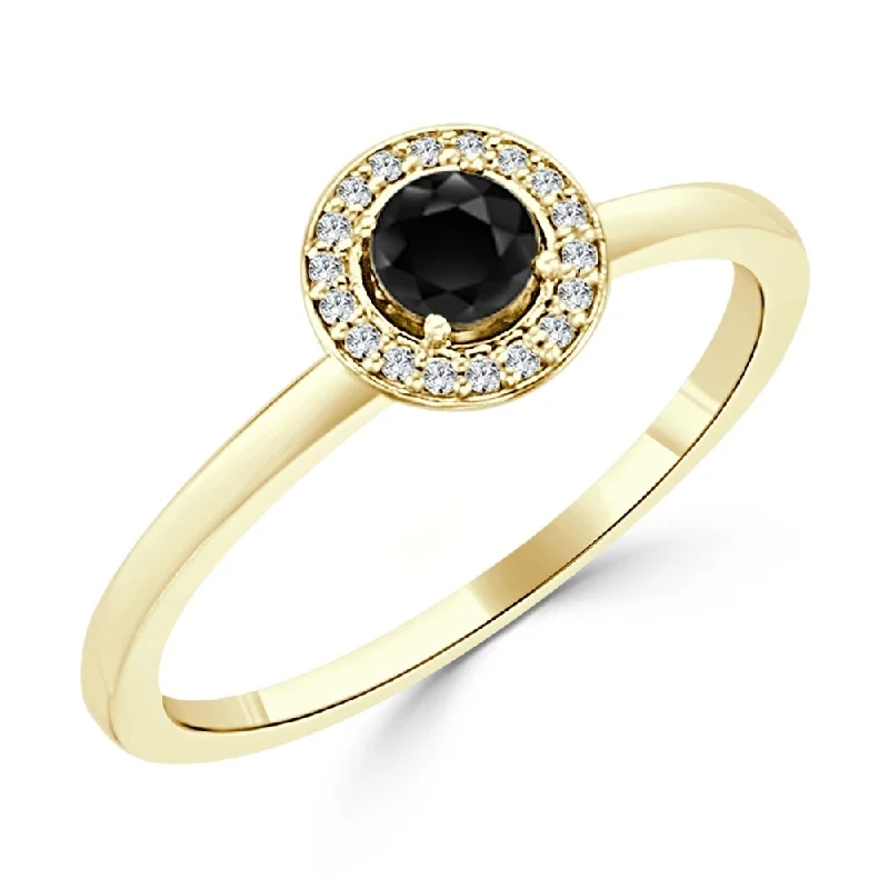 Auriya 10K Gold 1/3ct TDW Simple Black Diamond Halo Engagement Ring