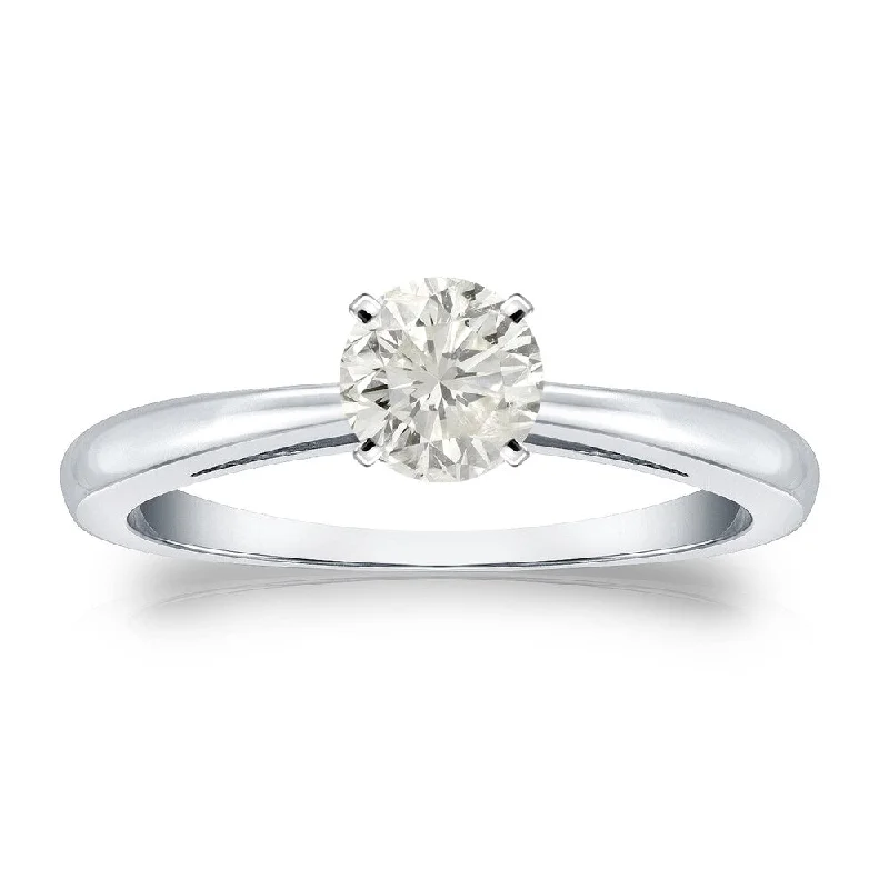 Auriya Platinum 1/3ctw Round Solitaire Diamond Engagement Ring