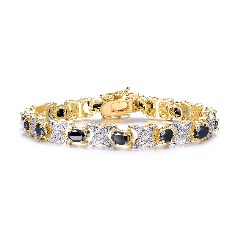 Gold-Plated Sterling Silver Bracelet with Black Cubic Zirconia