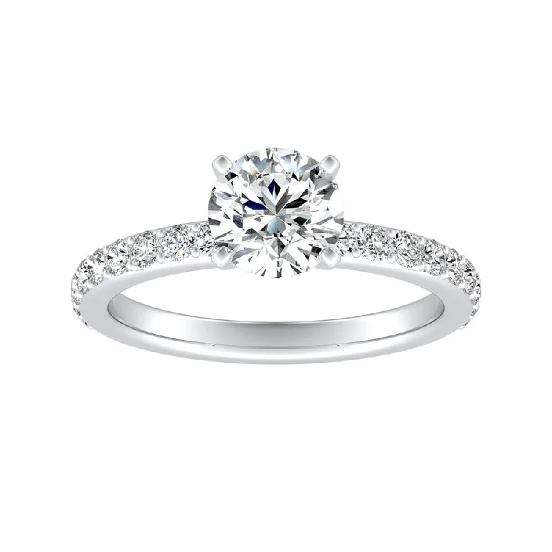 Auriya 14k Gold 1ctw Round Moissanite and Diamond Engagement Ring 1/3ct TDW