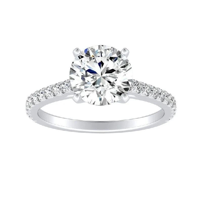 Auriya Round 2ct Moissanite and 1/3ctw Diamond Engagement Ring 14k Gold