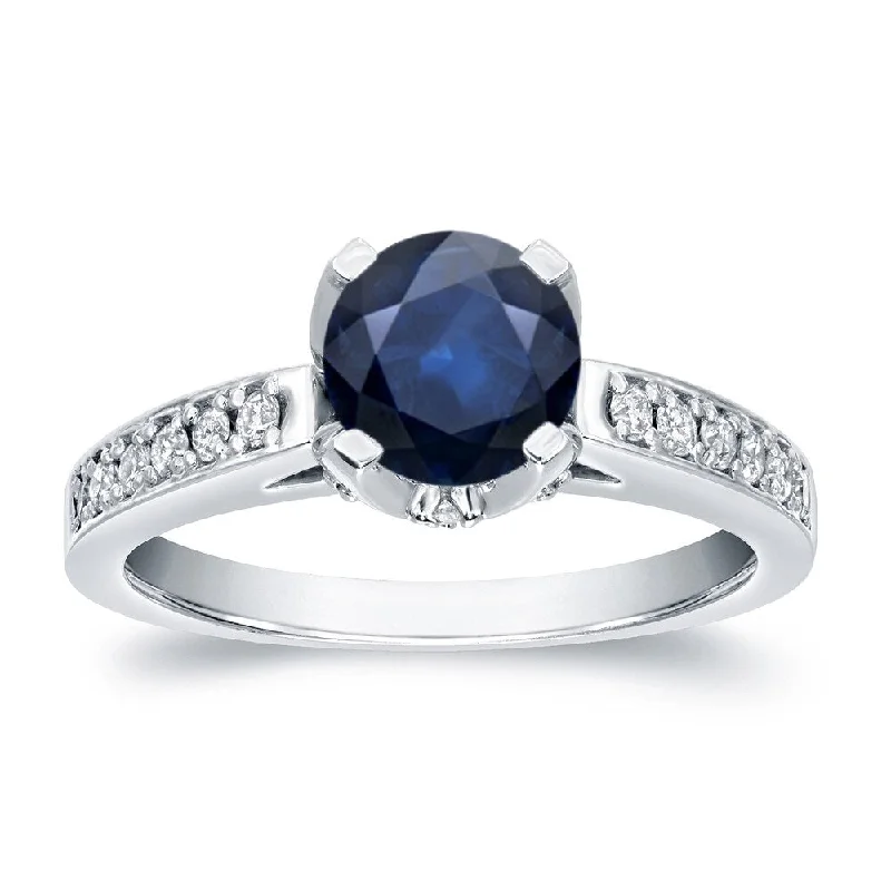 Auriya 1ct Blue Sapphire and 1/3ctw Diamond Engagement Ring 14k Gold (H-I, SI1-SI2)