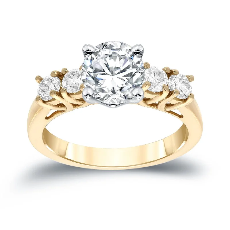 Auriya Classic 1 1/2ct TDW Round 5-stone Diamond Engagement Ring 14K Gold (I-J, SI1-SI2)