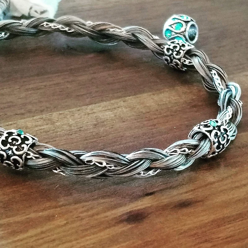 Sterling Silver Swarovsky Horsehair Bracelet with chain