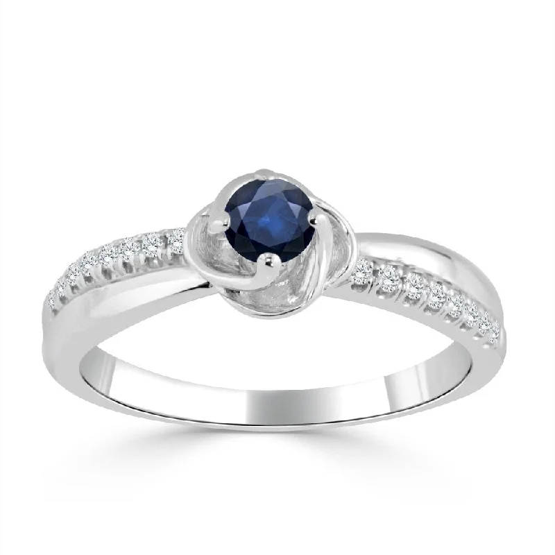 Auriya 14K Gold 1/4ct Blue Sapphire and 1/10ct TDW Diamond Engagement Ring