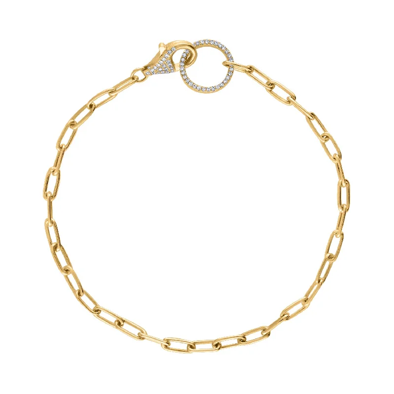 14KT GOLD LINK WITH DIAMOND CLASP BRACELET