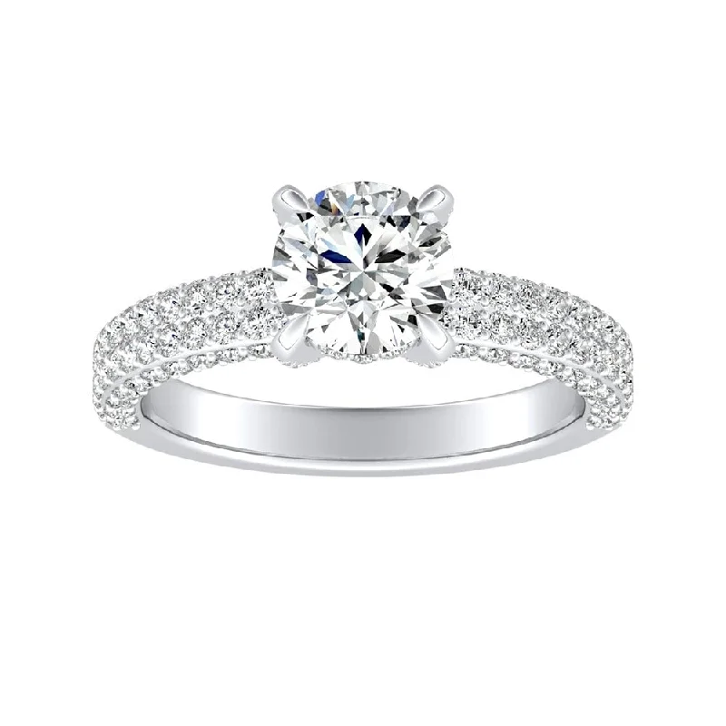 Auriya 14k Gold 1/2ct Moissanite and Pave Diamond Engagement Ring 7/8ctw