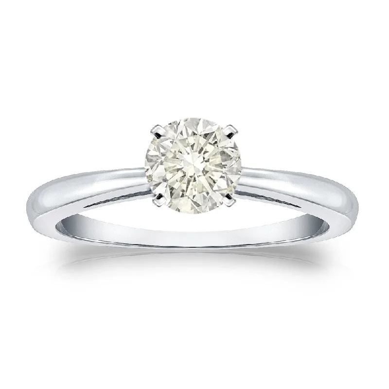 Auriya 14k Gold 1/2 carat TW Round Solitaire Diamond Engagement Ring