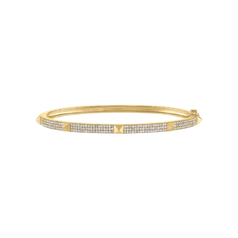 14KT GOLD DIAMOND PYRAMID BANGLE BRACELET