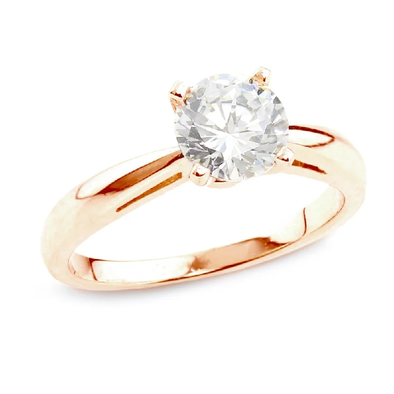 Auriya 14k Rose Gold 3/4ctw Solitaire Diamond Engagement Ring Certified