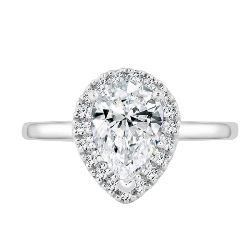 Auriya 14k Gold 1 1/2ctw Pear-cut Halo Diamond Engagement Ring