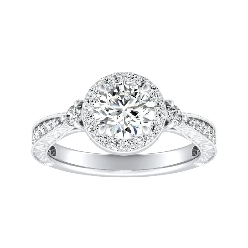 Auriya 14k Gold Vintage 3/4 carat TW Round Halo Diamond Engagement Ring (G-H, VS1-VS2)