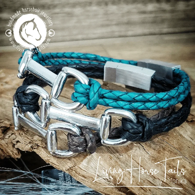 Snaffle Bit Leather Bracelet  with magnetic clasp