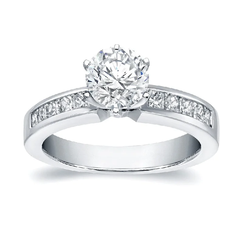 Auriya 6-Prong 1 1/4ct TDW Round Diamond Engagement Ring 14k White Gold