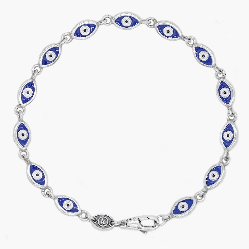 Multi Enamelled Evil Eye Sterling Silver Bracelet